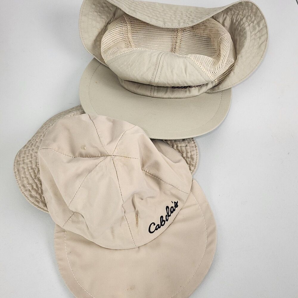 Lot of 2 Vtg Cabelas Fishing Hats 1 GoreTex Sidney Nebraska Bonnie Hat USA Made